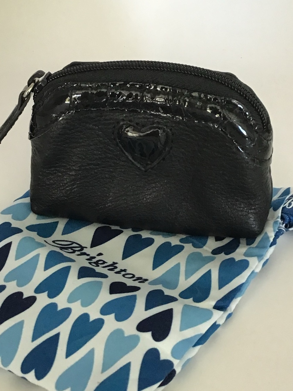 Brighton Black Leather Heart Accent Coin Pouch